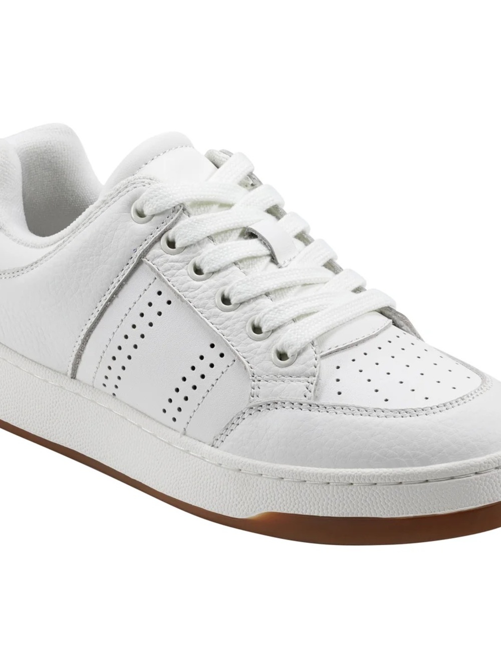 Marc Fisher Women's All-White Leather Lace-Up Sneakers